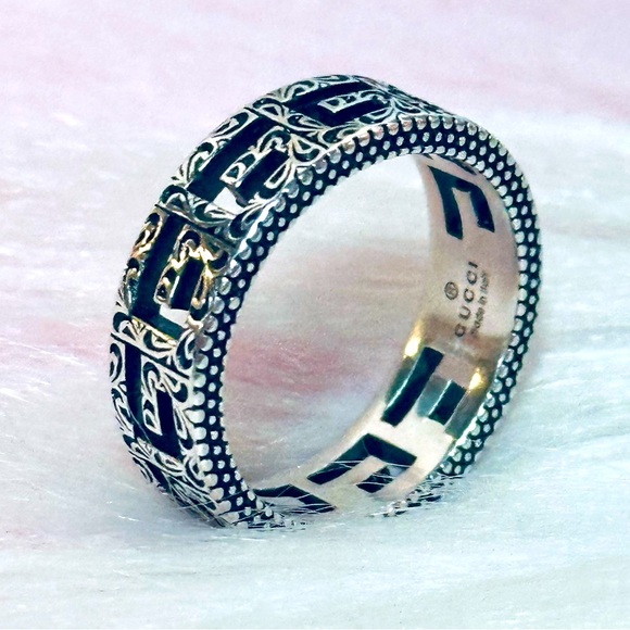 GUCCI Silver Ring With Square G- size 16/ 925 silver - Picture 1 of 12